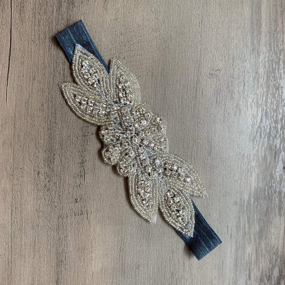 Rhinestone Bead Appliqué bling Headband, New